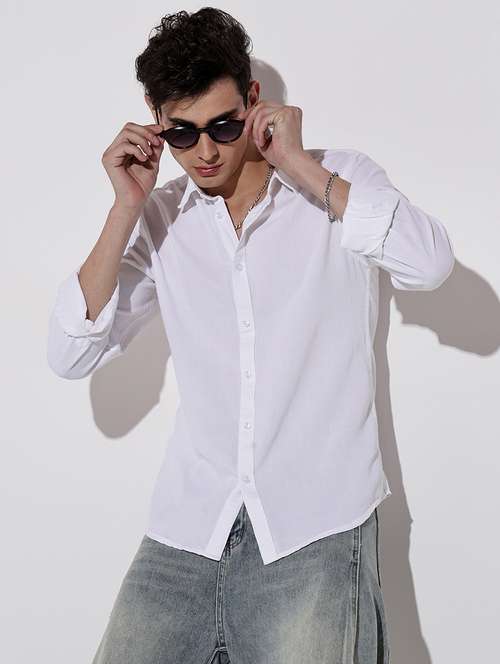 men solid long sleeve regular fit casual shirt - 22086106 -  Standard Image - 0