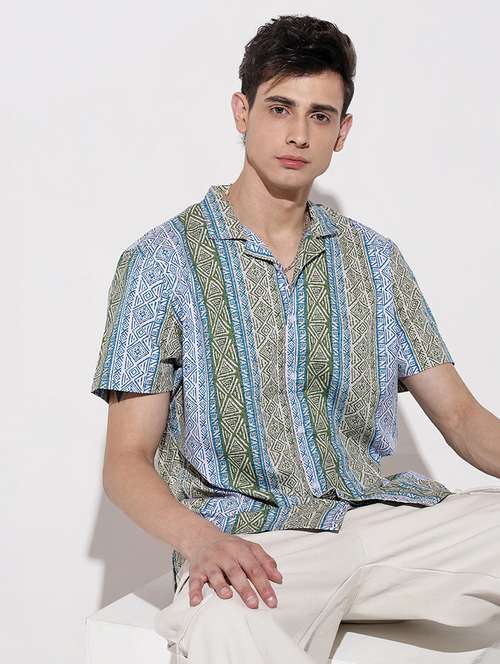 men printed short sleeve loose fit casual shirt - 22086109 - Standard Image - 0