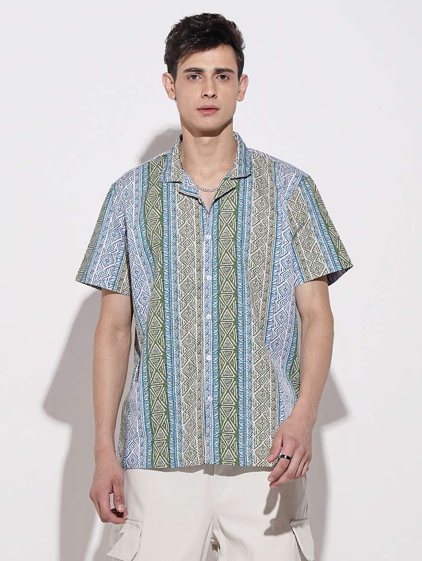 men printed short sleeve loose fit casual shirt - 22086109 - Standard Image - 3