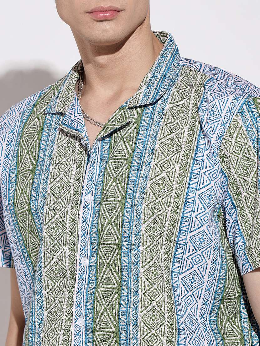 men printed short sleeve loose fit casual shirt - 22086109 - Standard Image - 5