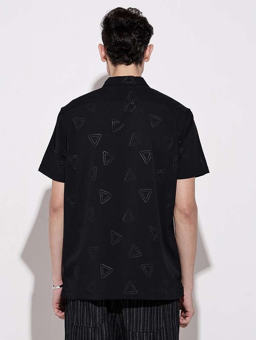 men geometric short sleeve loose fit casual shirt - 22086110 -  Standard Image - 8