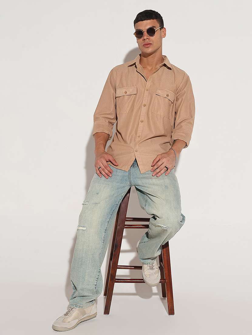 men solid long sleeve regular fit casual shirt - 22086112 -  Standard Image - 5