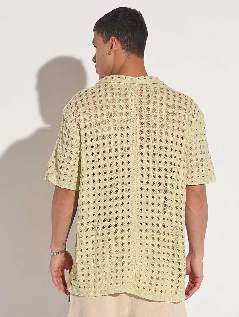 men self design short sleeve loose fit casual shirt - 22086115 -  Standard Image - 3