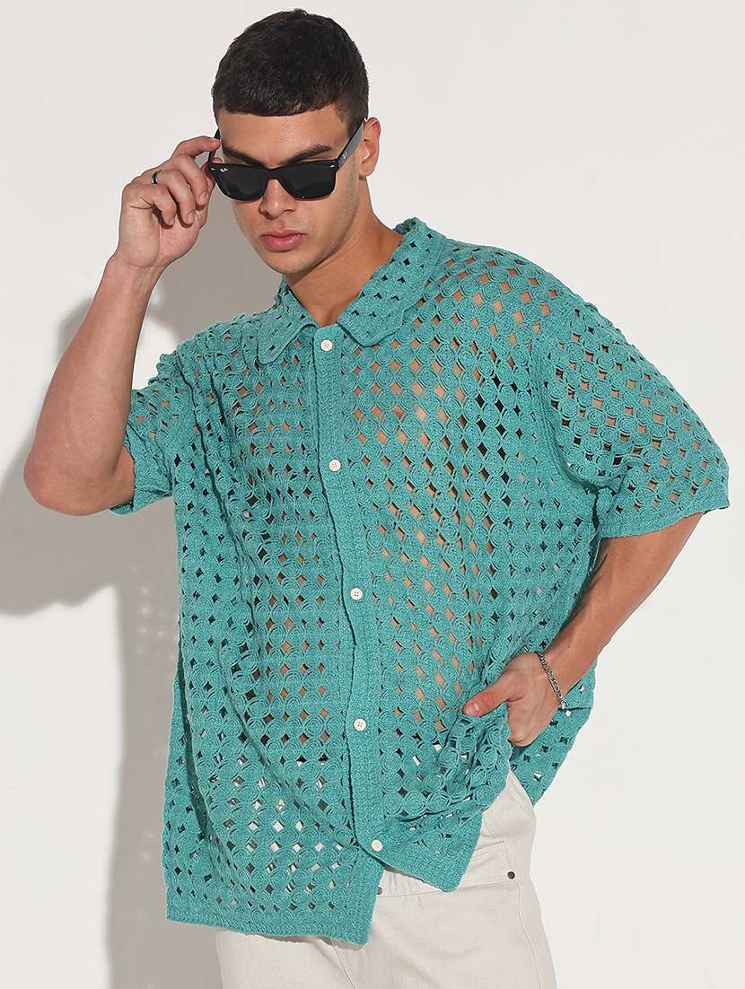 men self design short sleeve loose fit casual shirt - 22086116 - Zoom Image - 0
