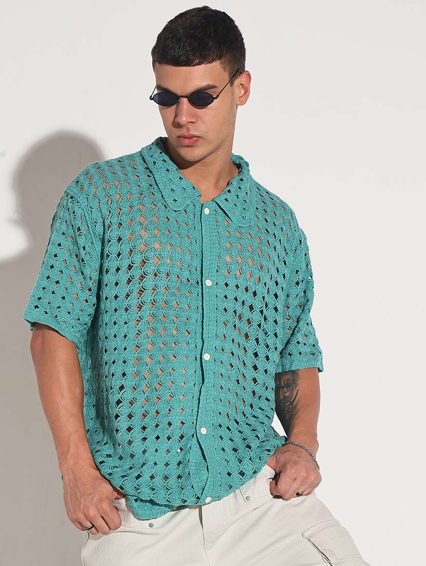 men self design short sleeve loose fit casual shirt - 22086116 - Standard Image - 3