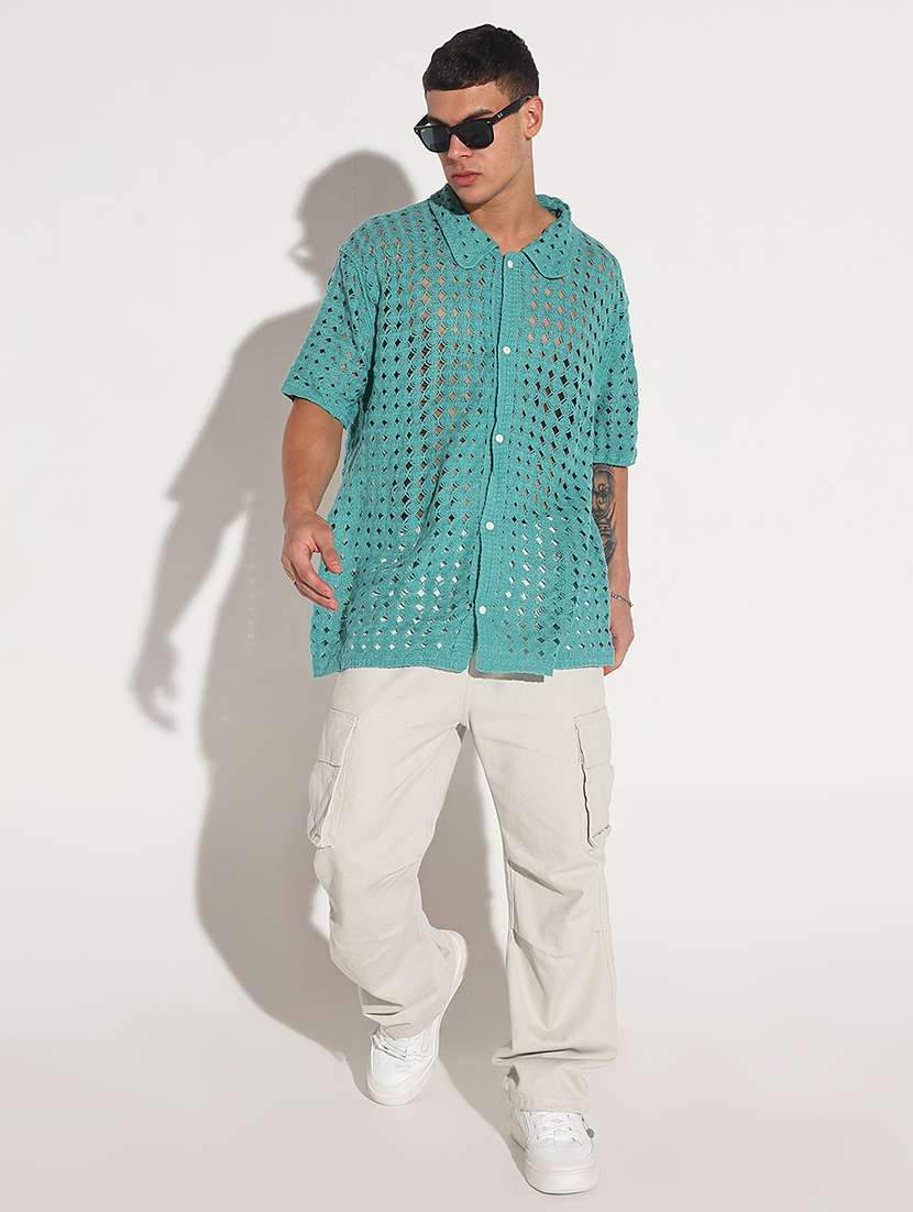 men self design short sleeve loose fit casual shirt - 22086116 - Standard Image - 5