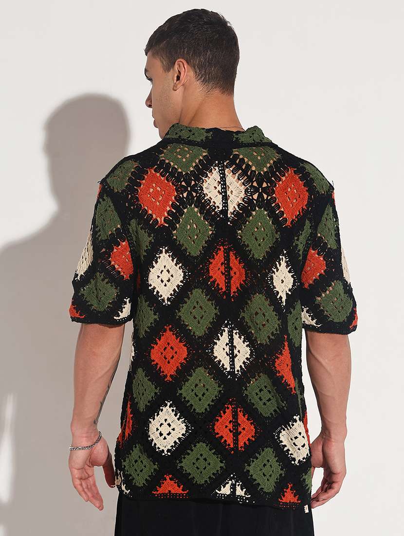 men self design short sleeve loose fit casual shirt - 22086117 -  Standard Image - 3