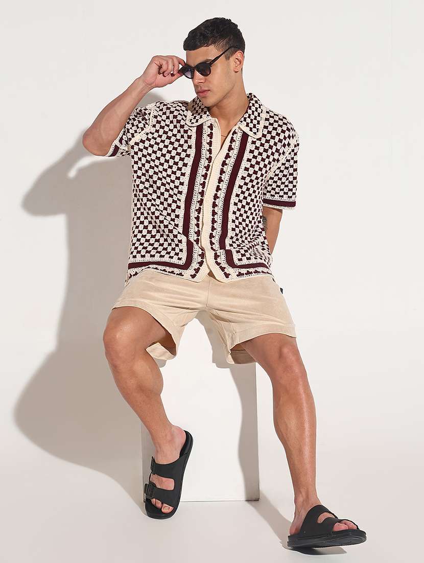 men self design short sleeve loose fit casual shirt - 22086119 -  Standard Image - 3