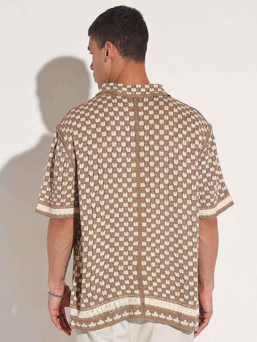 men self design short sleeve loose fit casual shirt - 22086121 -  Standard Image - 3