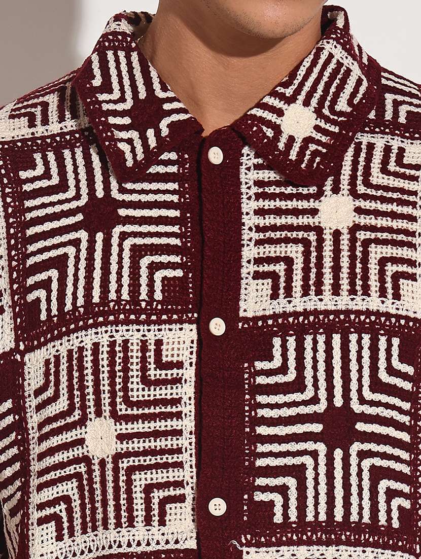 men self design short sleeve loose fit casual shirt - 22086122 -  Standard Image - 5