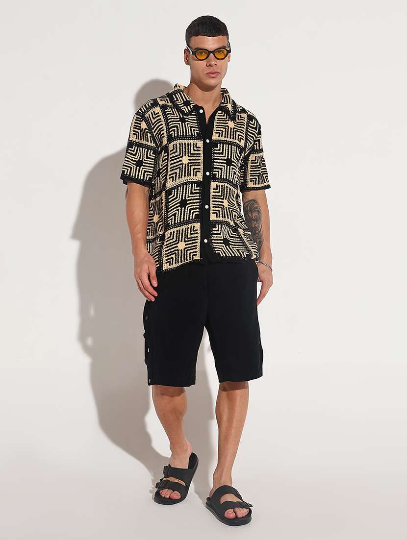 men self design short sleeve loose fit casual shirt - 22086123 -  Standard Image - 5