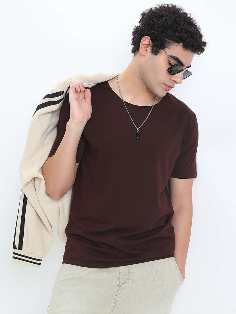 men solid short sleeve regular fit t-shirt