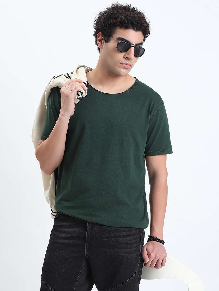men solid short sleeve regular fit t-shirt