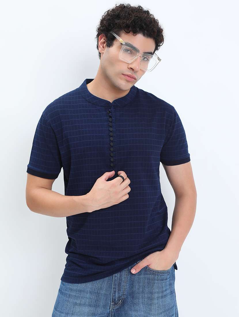 men checkered short sleeve regular fit t-shirt