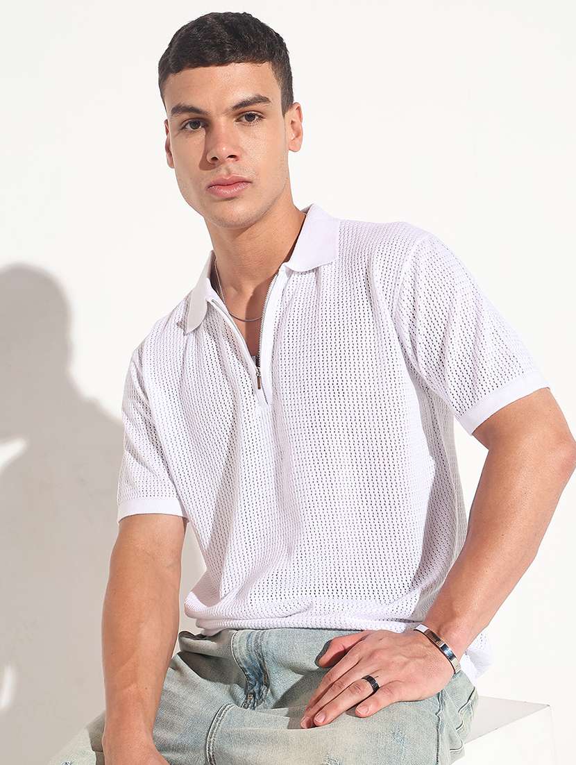 men self design short sleeve regular fit polo t-shirt