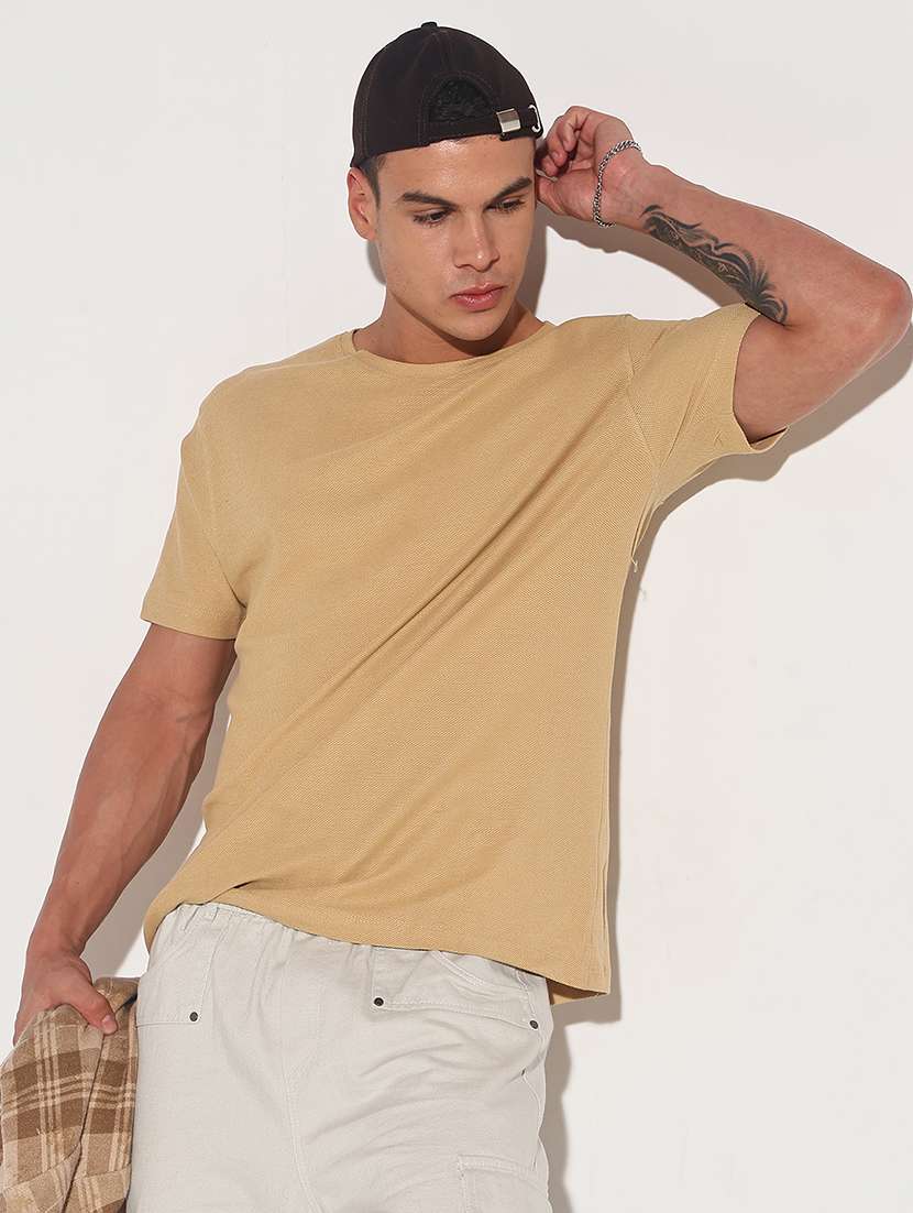 men solid short sleeve regular fit t-shirt