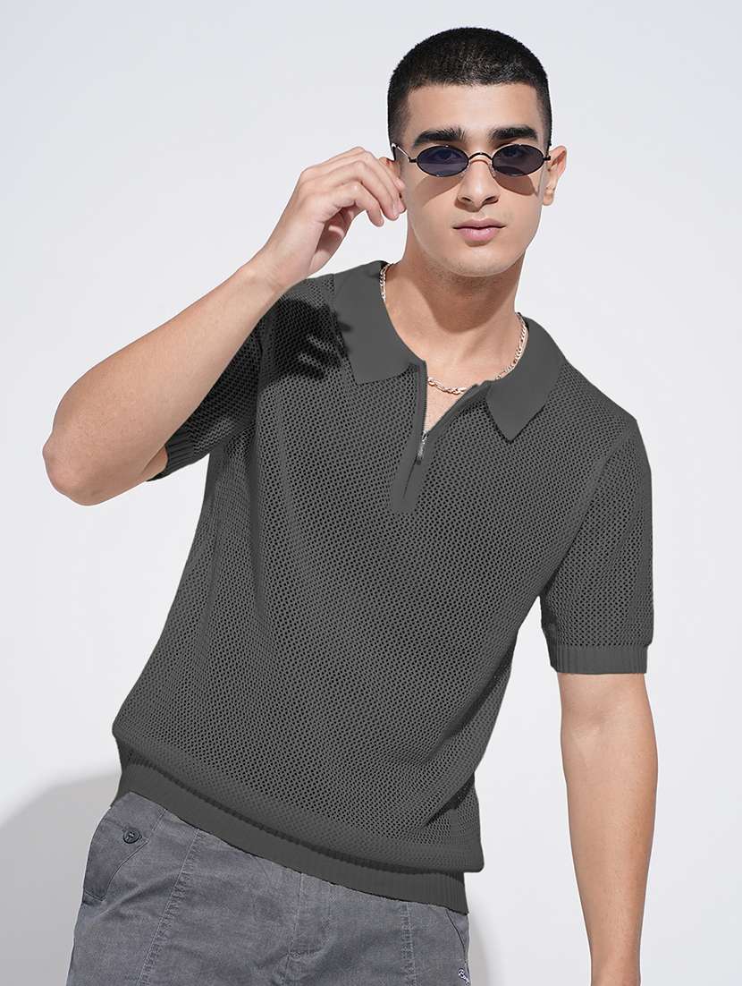 men self design short sleeve regular fit polo t-shirt