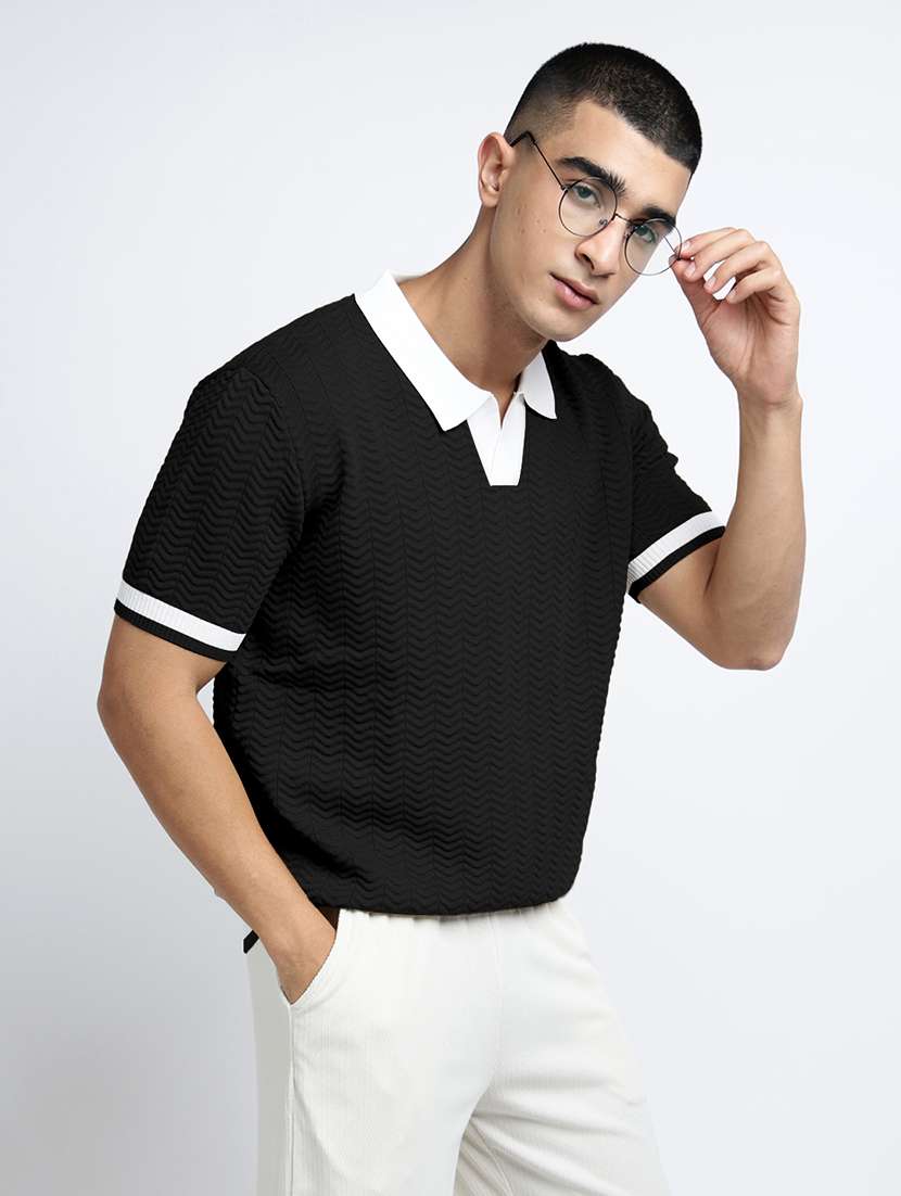 men self design short sleeve regular fit polo t-shirt