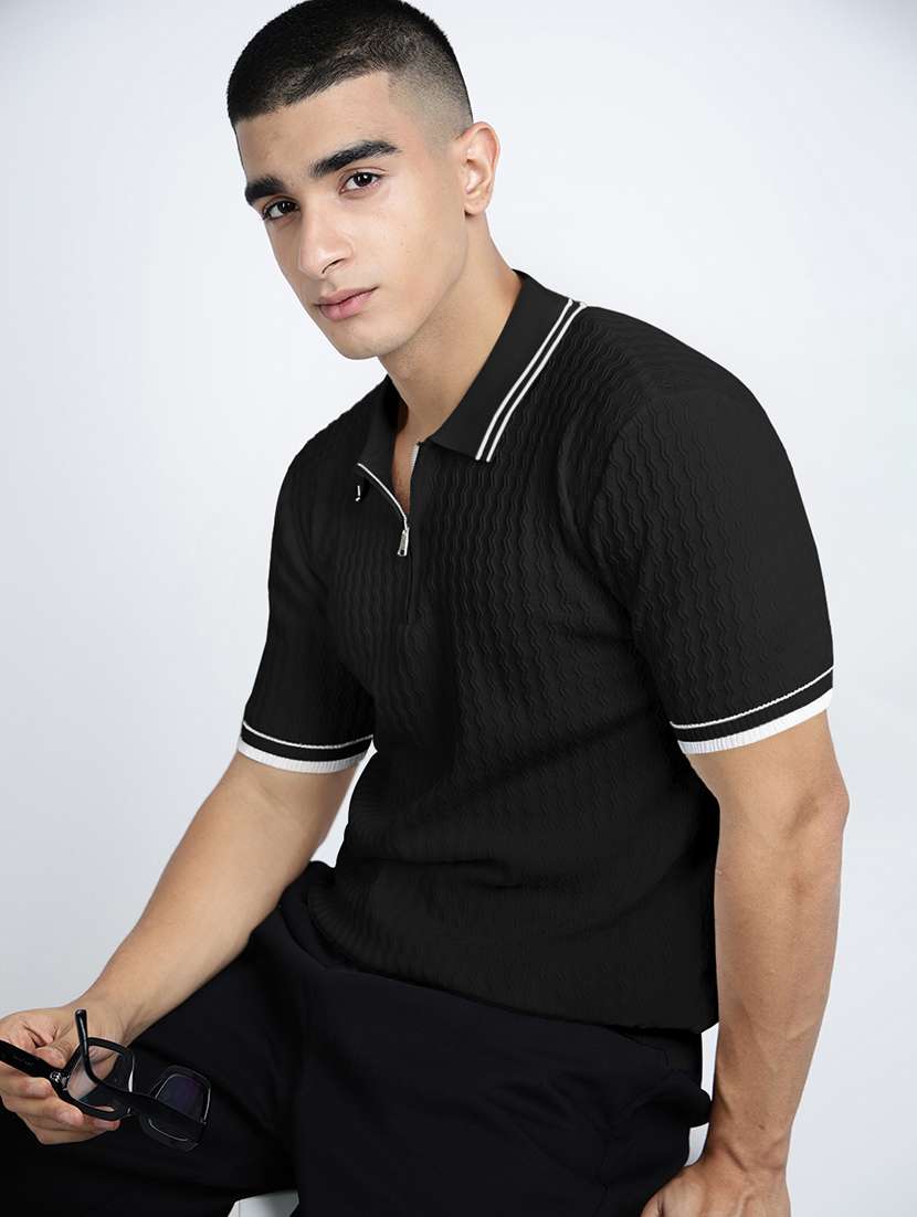 men self design short sleeve regular fit polo t-shirt
