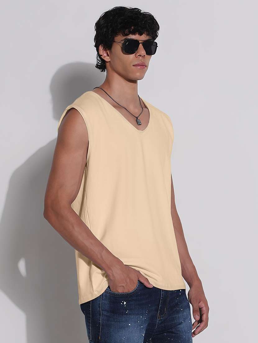 men solid sleeveless regular fit t-shirt - 22086201 -  Standard Image - 3