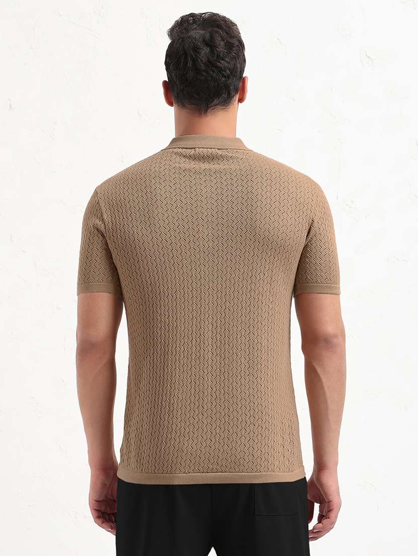 men self design short sleeve slim fit polo t-shirt - 22086204 -  Standard Image - 3