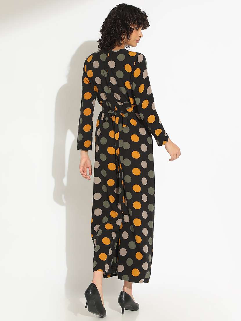 Women Black Polka Doted Long Sleeve Jumpsuit - 22086216 -  Standard Image - 3