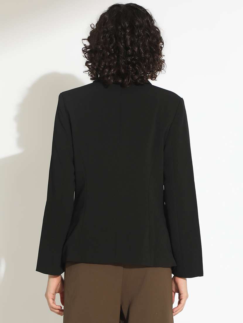 women black solid long sleeve double breasted blazer - 22086231 -  Standard Image - 3