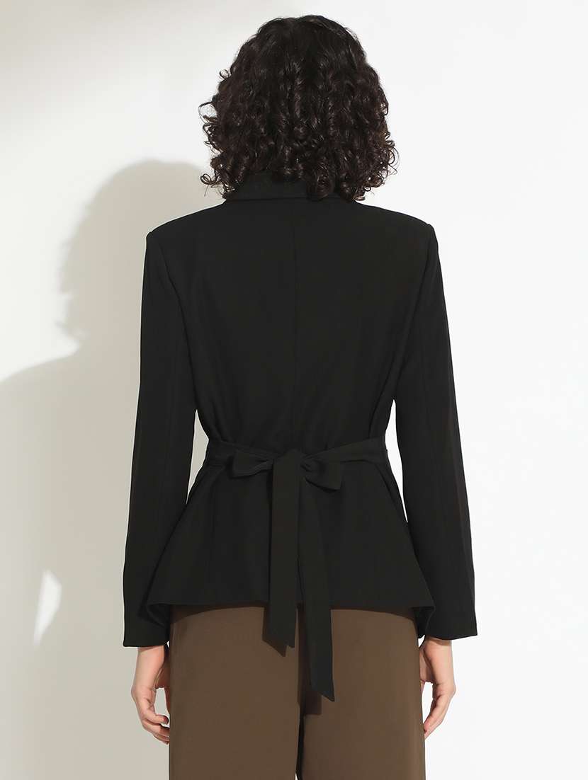 women solid long sleeve double breasted blazer - 22086234 - Standard Image - 3