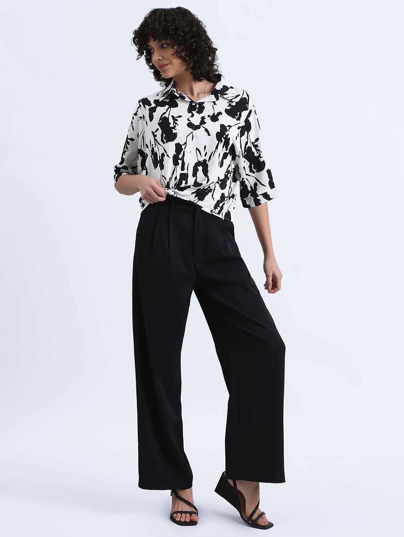 women printed collared high low shirt - 22086244 -  Standard Image - 5