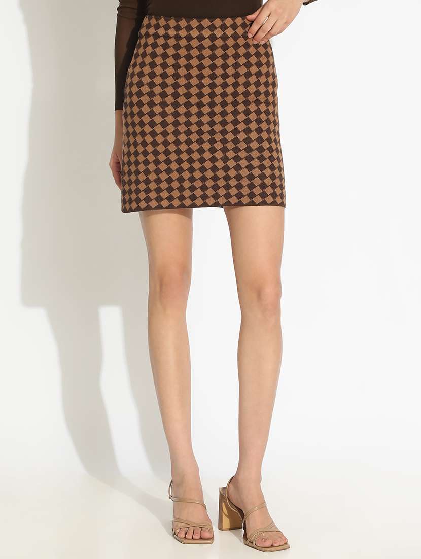 women geometric print high rise bodycon skirt - 22086254 - Standard Image - 3
