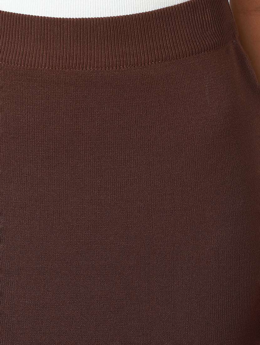 women brown solid high rise bodycon skirt - 22086256 -  Standard Image - 5