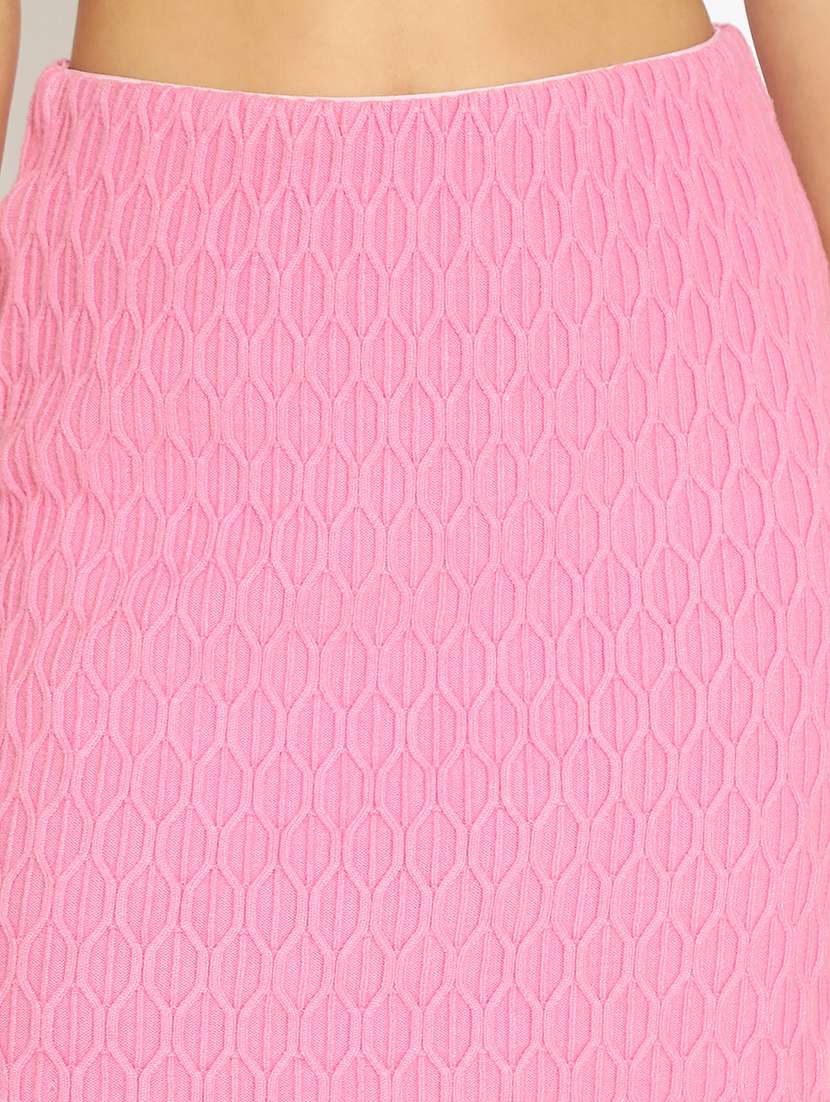 women pink self designed high rise bodycon skirt - 22086259 - Standard Image - 5