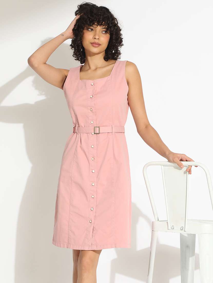 women pink solid sleeveless sheath dress - 22086282 -  Zoom Image - 0