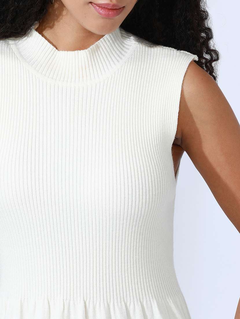 women white solid sleeveless a-line dress - 22086284 -  Standard Image - 5