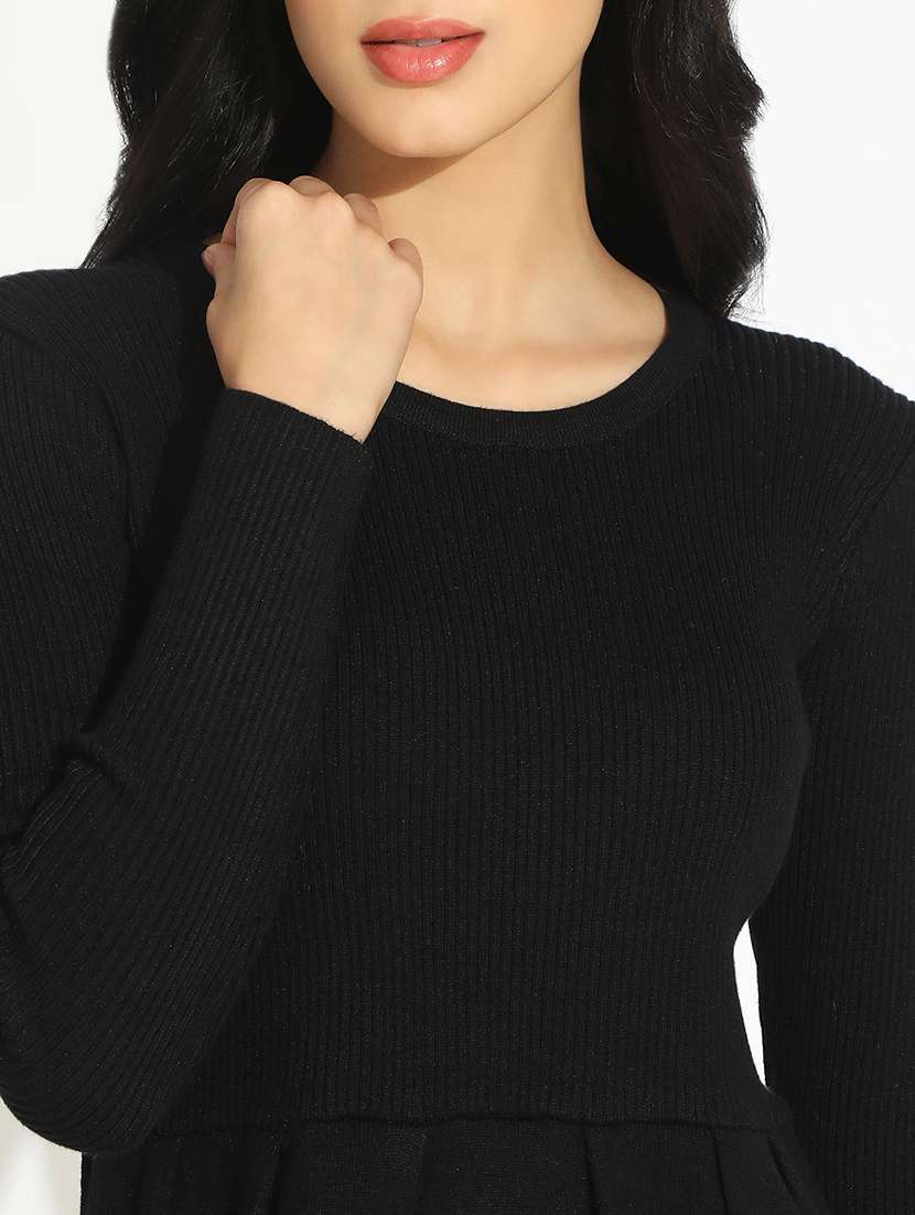 women black striped long sleeve sheath dress - 22086287 - Standard Image - 5