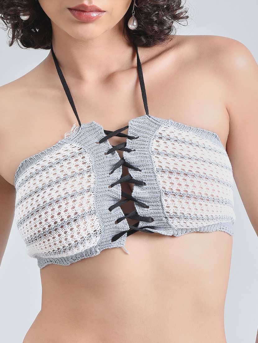 women self designed crocchet top and skirt co-ord set - 22086296 -  Standard Image - 5