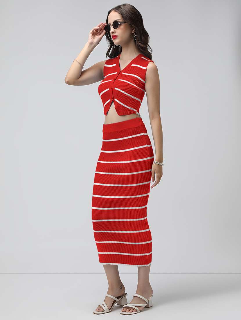 women striped top and skirt co-ord set - 22086310 -  Standard Image - 3