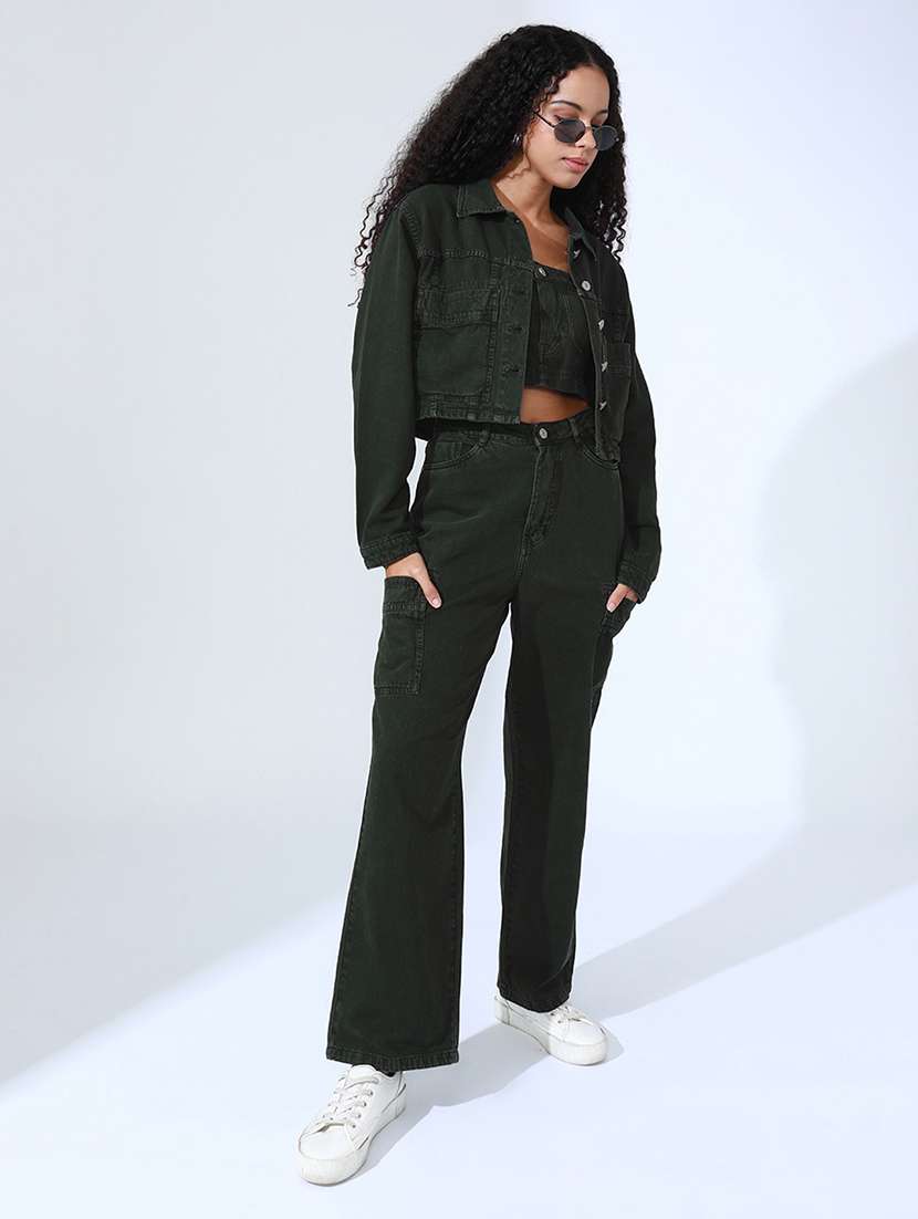 women solid top and trouser with jacket co-ord set - 22086312 -  Standard Image - 8
