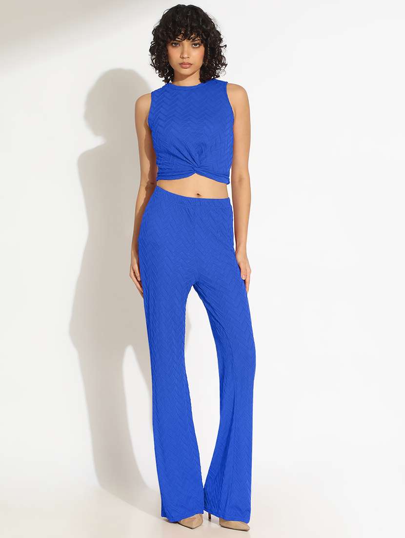 women solid top and trouser co-ord set - 22086313 - Standard Image - 3