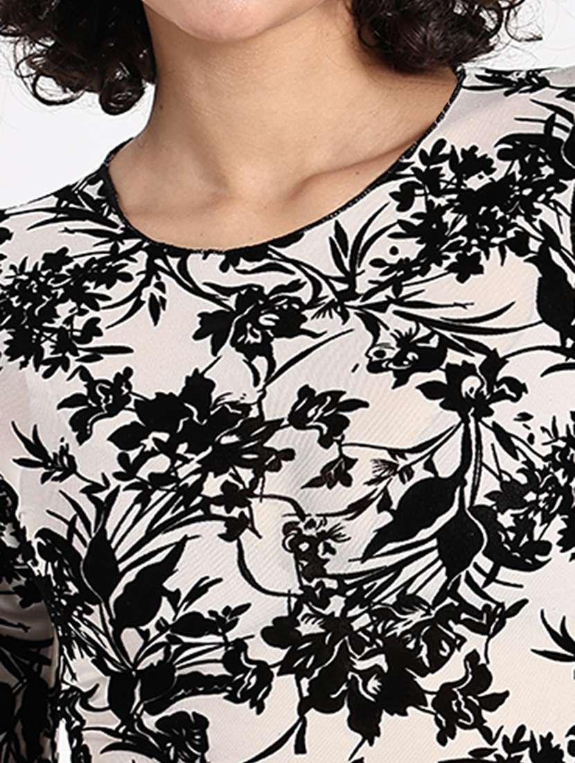 women floral print long sleeve crop op - 22086319 -  Standard Image - 5