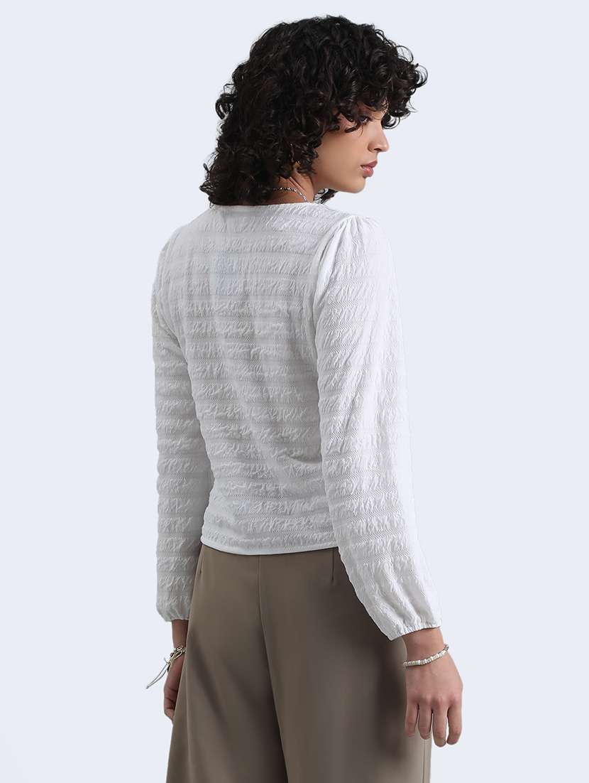 women self designed puff sleeve front open top - 22086325 -  Standard Image - 3