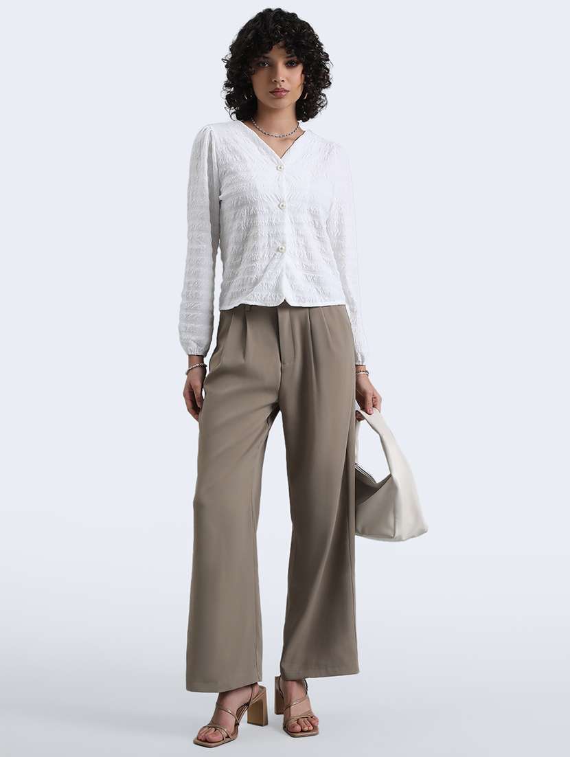 women self designed puff sleeve front open top - 22086325 -  Standard Image - 5