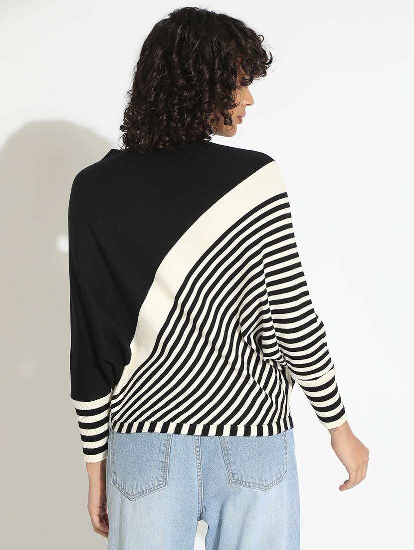 Women Striped Boat Neck Long Sleeve Pullover