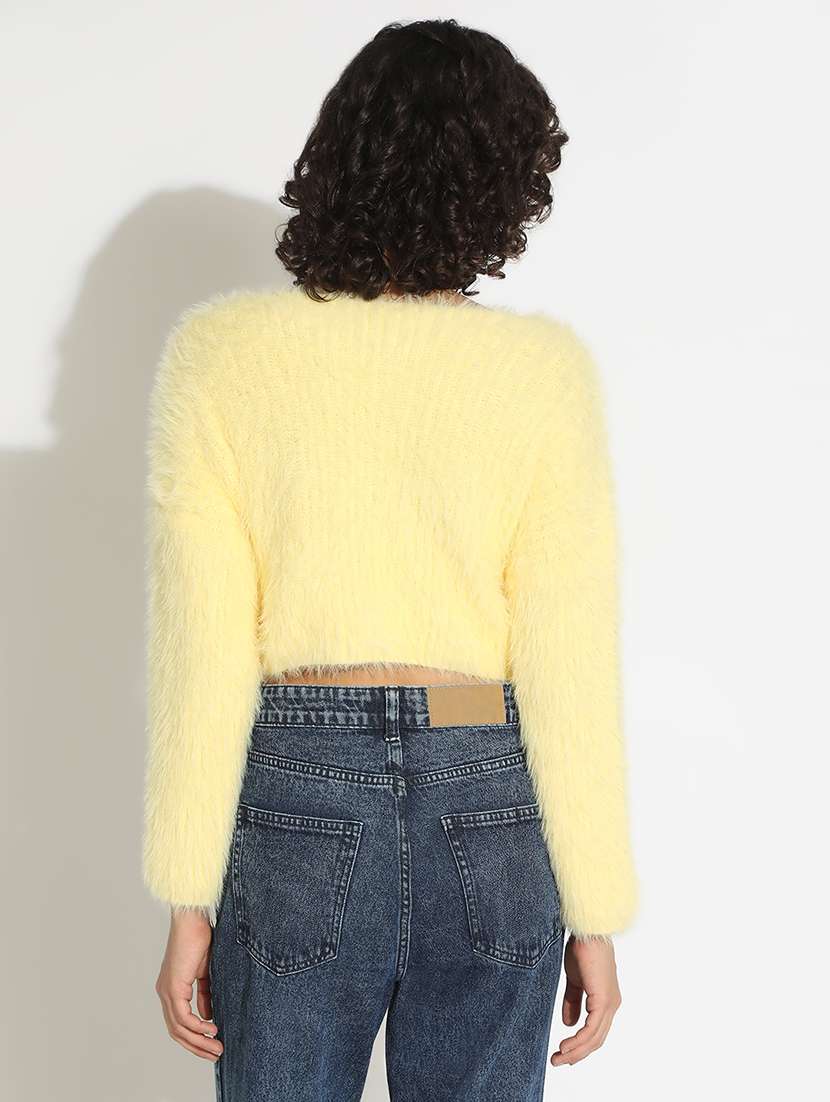 women solid long sleeve crop pullover - 22086332 - Standard Image - 3