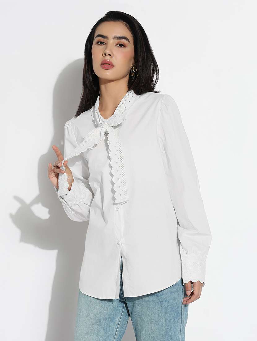 women white solid long sleeve shirt top