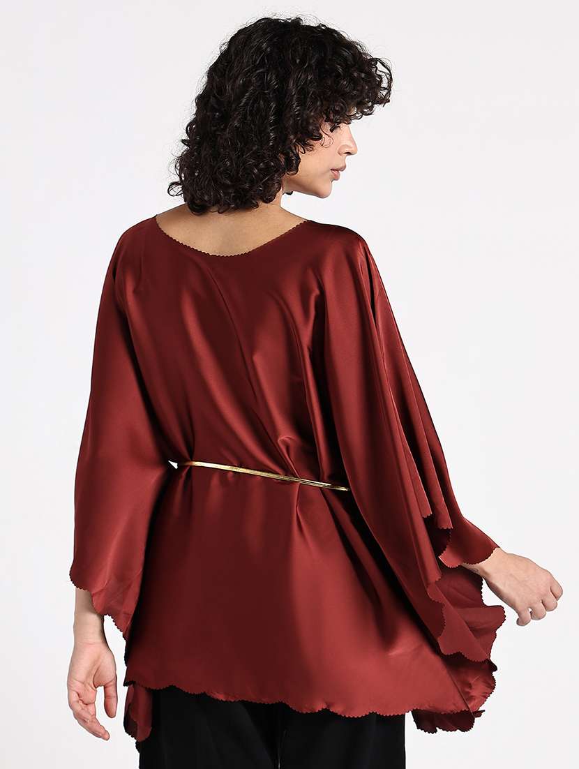 women solid kimono sleeve asymmetric top - 22086339 - Standard Image - 3