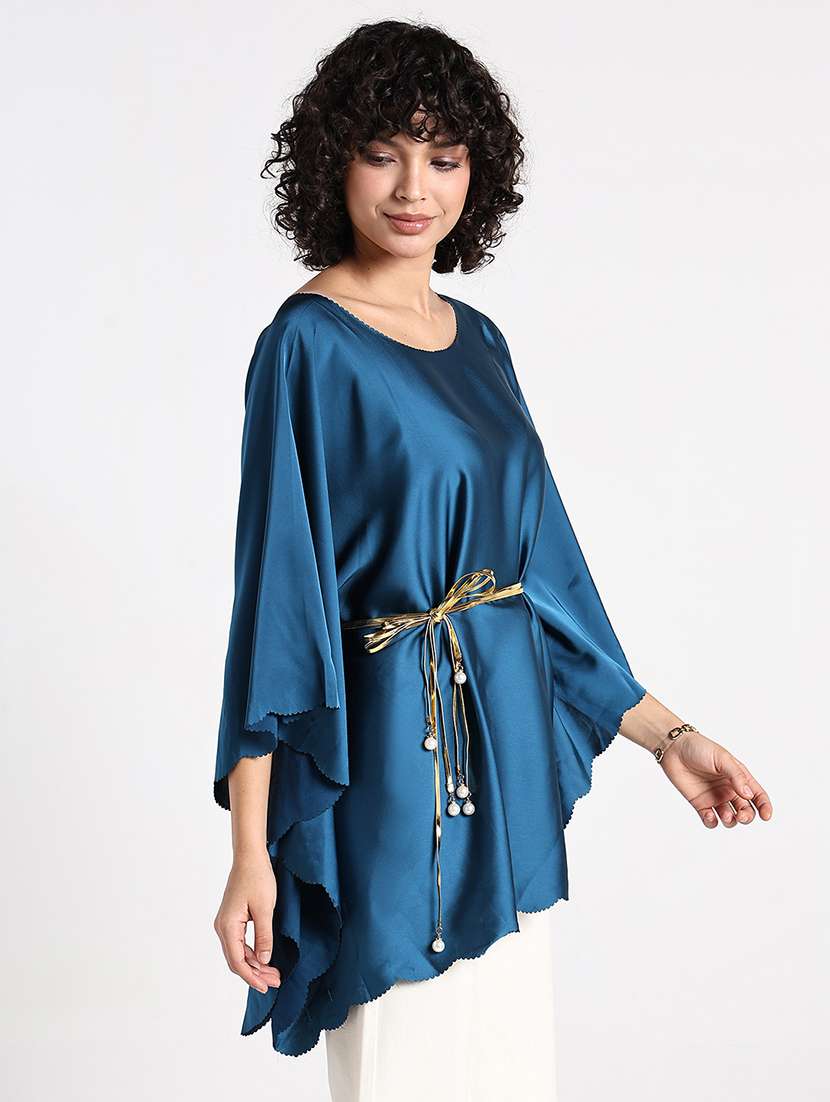 women solid kimono sleeve asymmetric top - 22086340 - Standard Image - 3