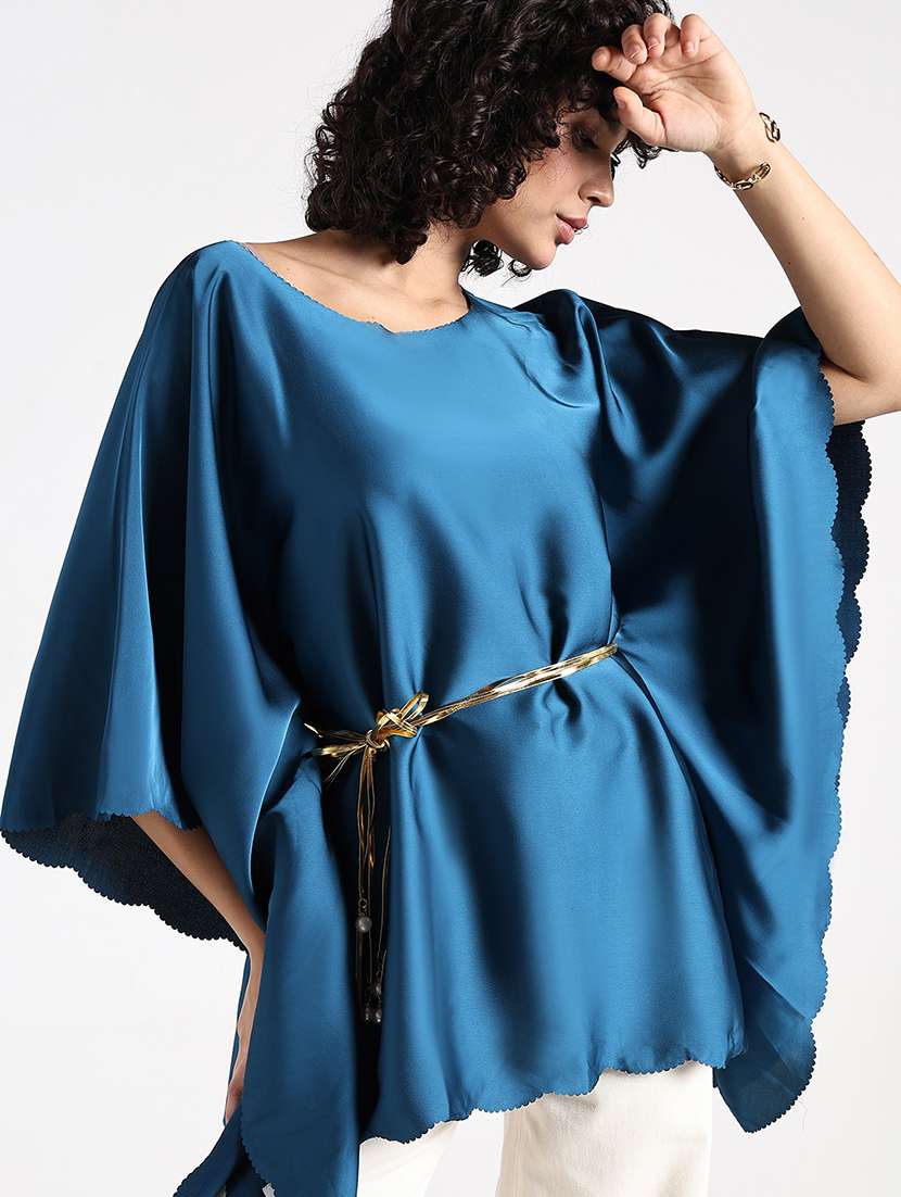 women solid kimono sleeve asymmetric top - 22086340 - Standard Image - 5