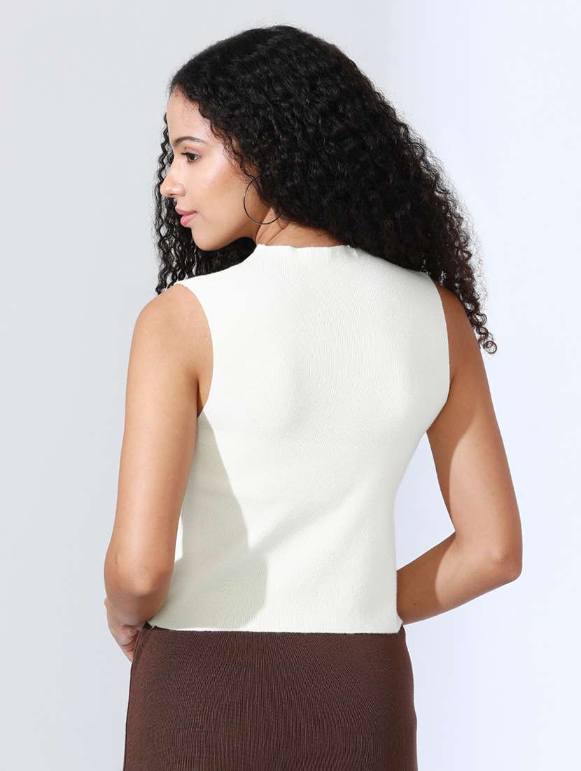 women white solid sleeveless top - 22086347 -  Standard Image - 3