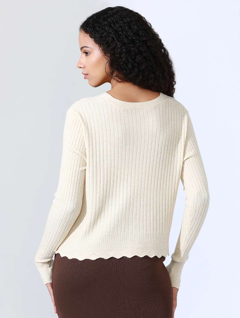 women beige solid long sleeve regular top - 22086348 -  Standard Image - 3